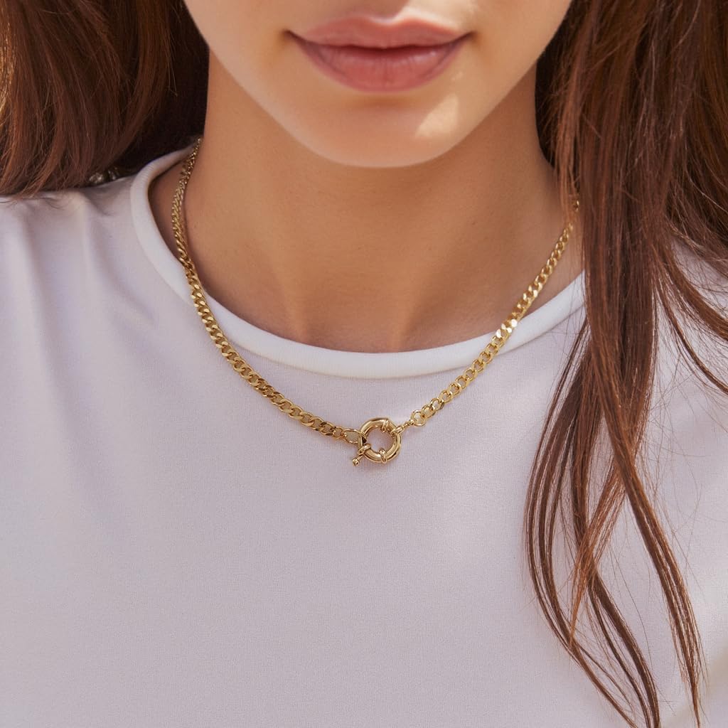 Dainty Cuban Chain Necklace 14K Plated Gold Minimalist Chunky Choker Chain Short Chain Necklaces for Women Jewelry Gift - Image 2