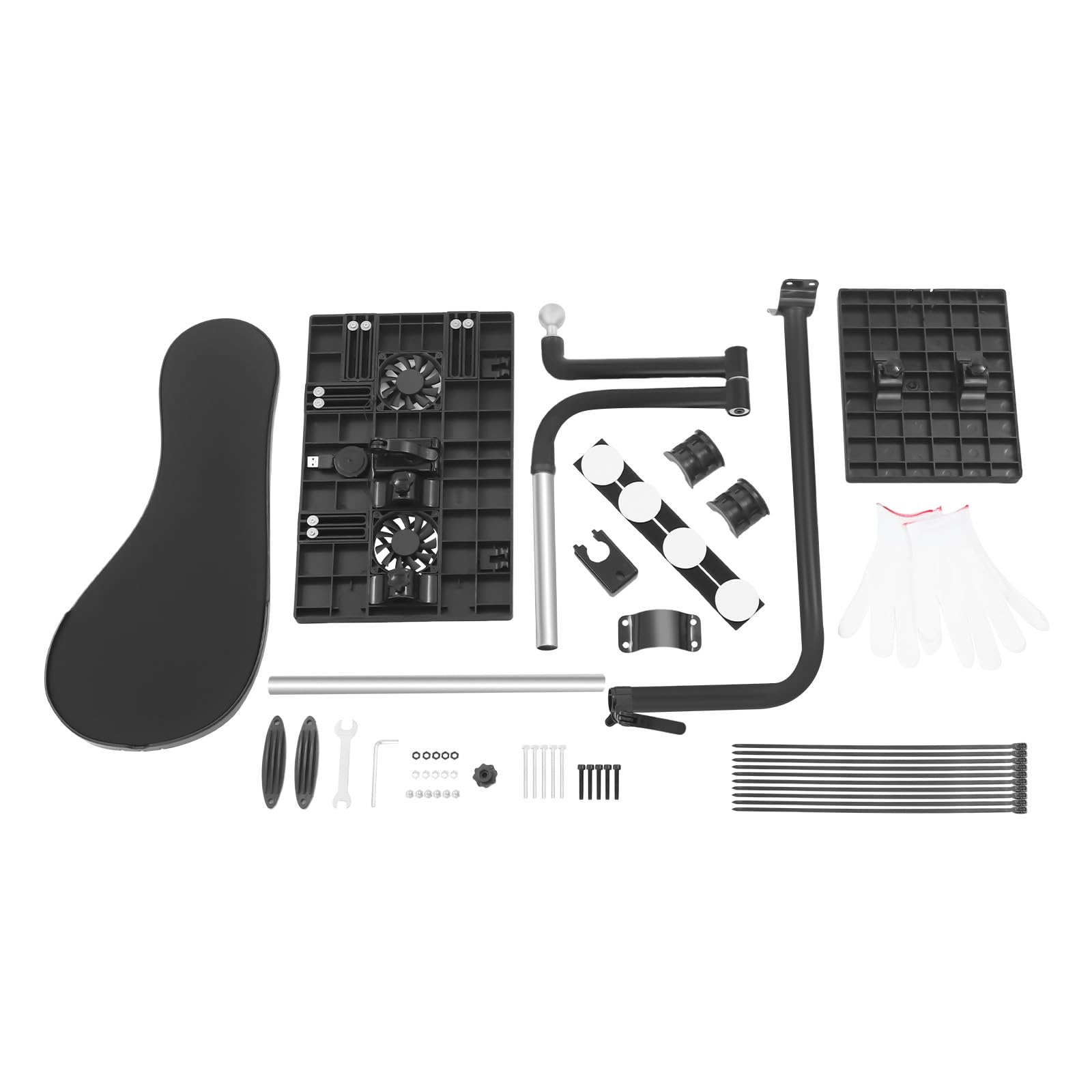 Supporto da scrivania per computer portatile, con morsetto per tastiera a 360°, con morsetto per tastiera, supporto per mouse USB, ventola per laptop