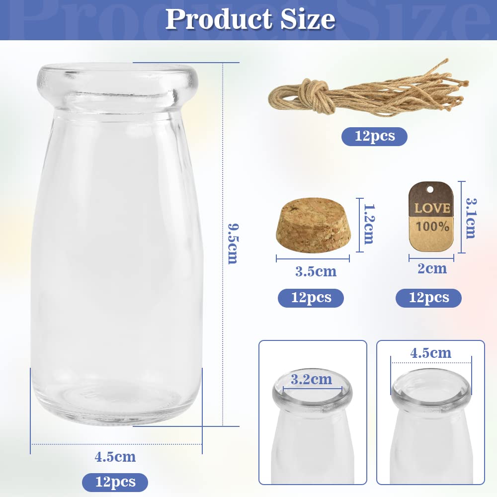 Image secondaire de QINERSAW 12 PCS Mini Pot en Verre avec Bouchon Liege 10 * 5cm Mini Bocaux en Verre 100ml Pot de Faveur en Verre Petite Fiole en 