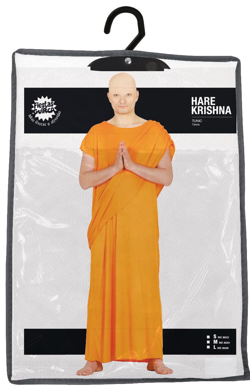 FIESTAS GUIRCA Hare Krishna Mens Fancy Dress Costume - Shaolin Orange Tunic - Buddhist Monk Fancy Dress Men Size M 38-40 - Image 3
