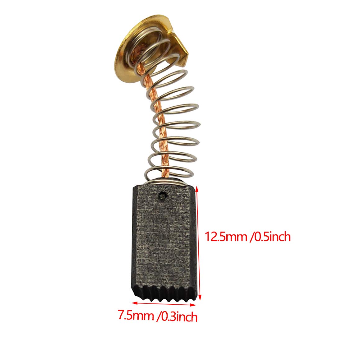 Carbon Brushes For ELU MBH90 Sander - 6.4x10x17.5mm (2.5x3.9x6.9") - Set Of 2 With Cables & Springs - View #8