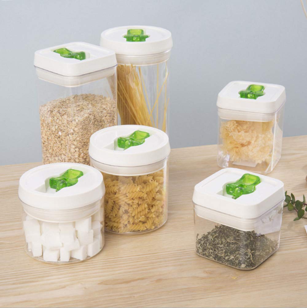 Contenitori Alimentari, Contenitori per Alimenti, per Cereali Contenitori Secchi Liquidi, Durevoli Contenitore Trasparenti, Round