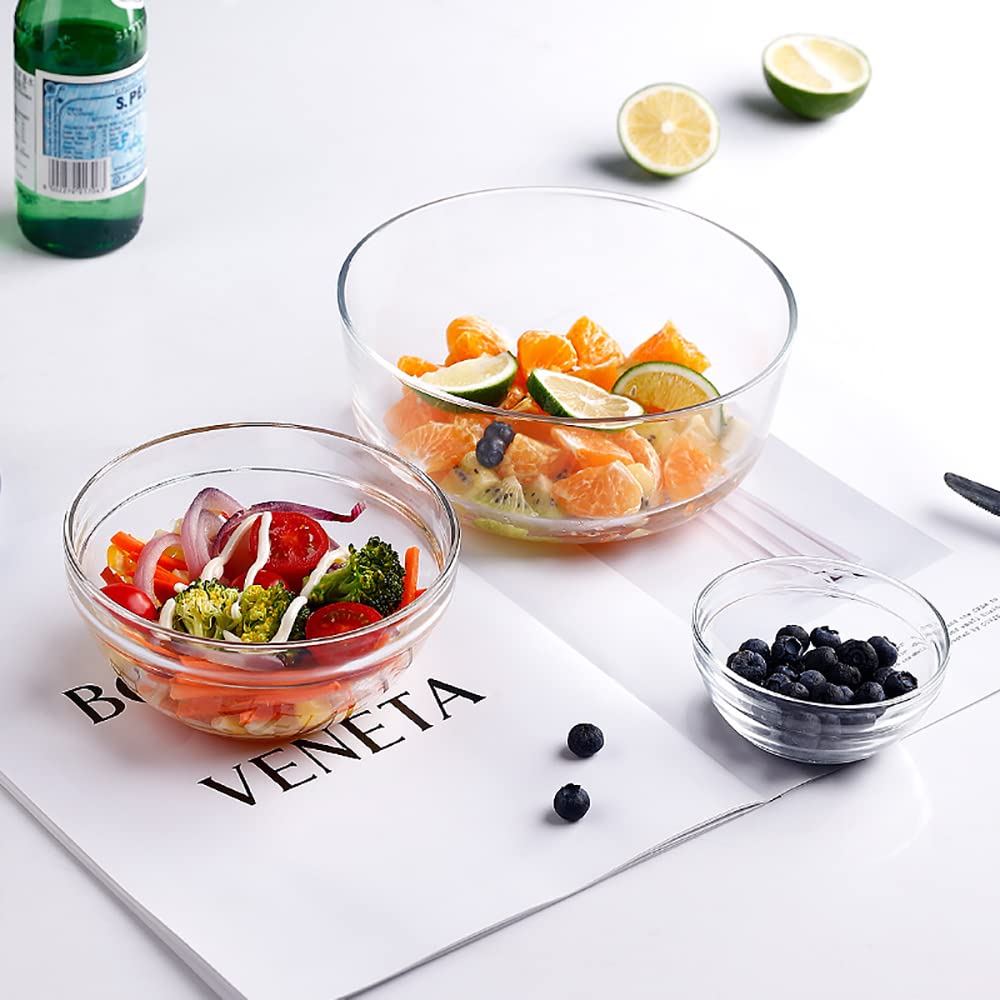 Lawei Set di 9 ciotole in vetro – ciotole in vetro trasparente per preparare insalate, cereali, gelati, pasta, frutta