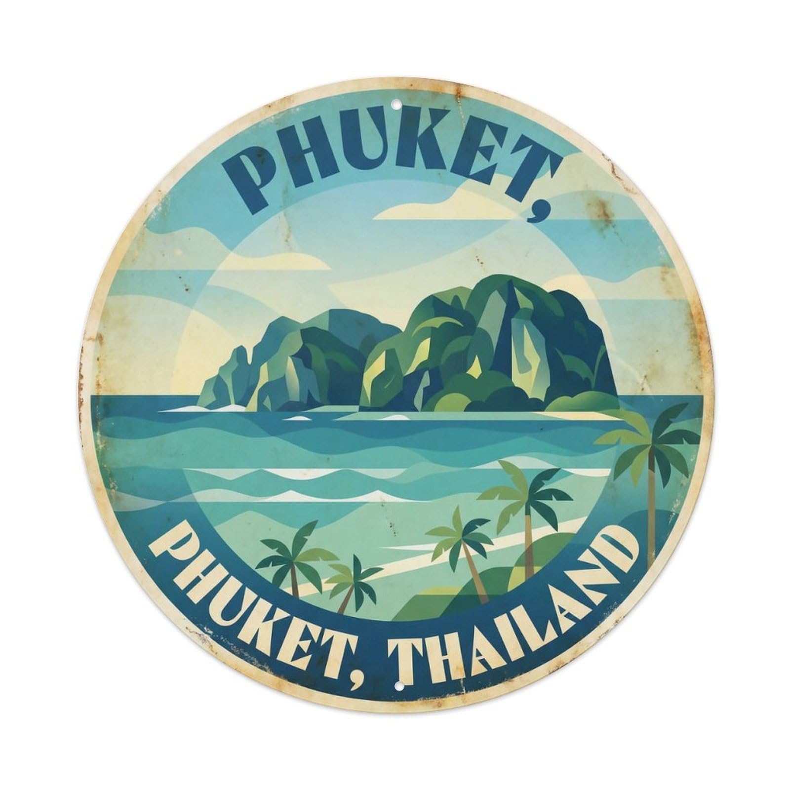 Odgynaw 8X8inch(20X20cm) Phuket Phi Island Ocean Coast Resort Southeast Asia Metal Tin Sign