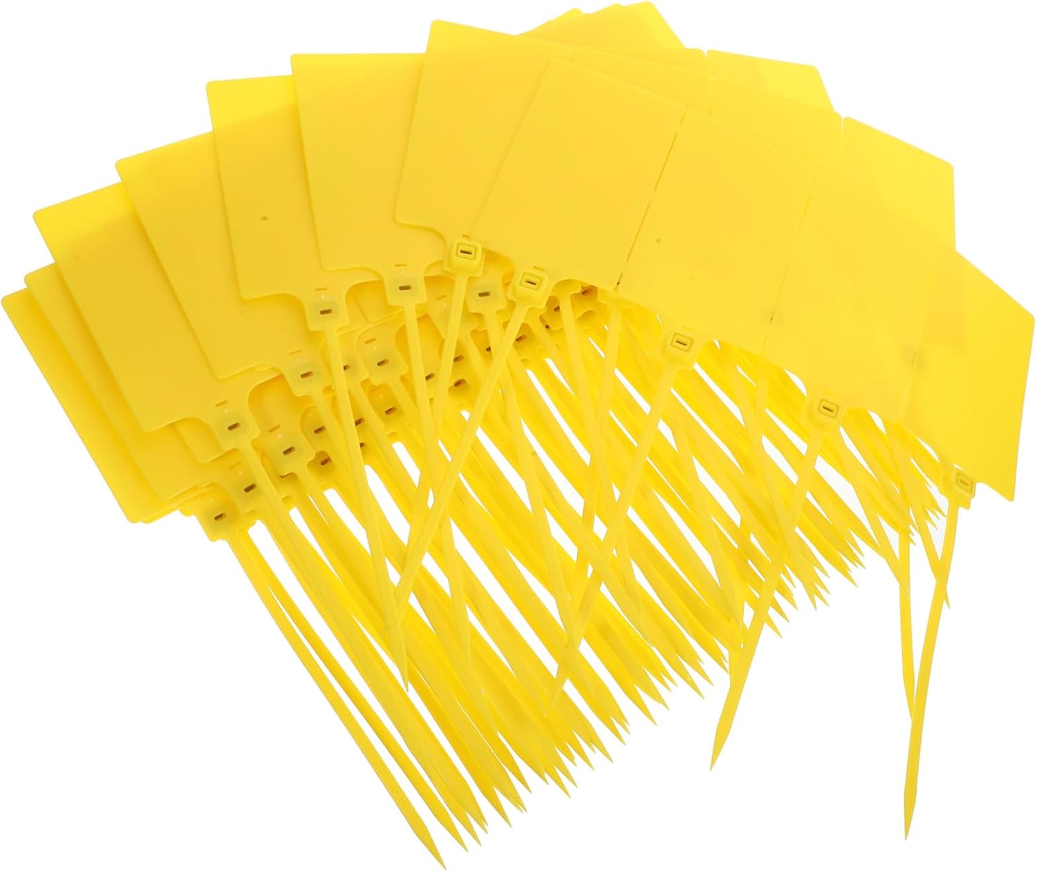 Healeved 100pcs Yellow Plastic Shipping Labels Tags with String 5.8x100mm Blank Luggage Labeling Tags for Logistics Packaging and Cable Identification
