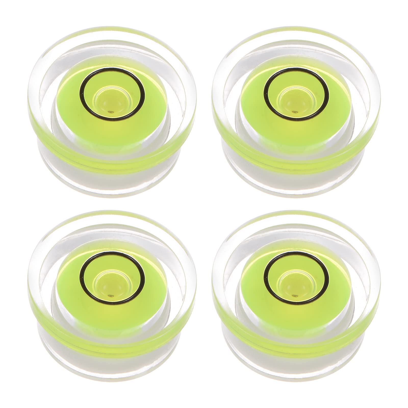 sourcing map4pcs Round Bubble Level 16x7.5mm Mini Circular Bullseye Spirit Levels for Leveling Camera Tripod Telescope Workshop Turntable Pictures Frame, Lime