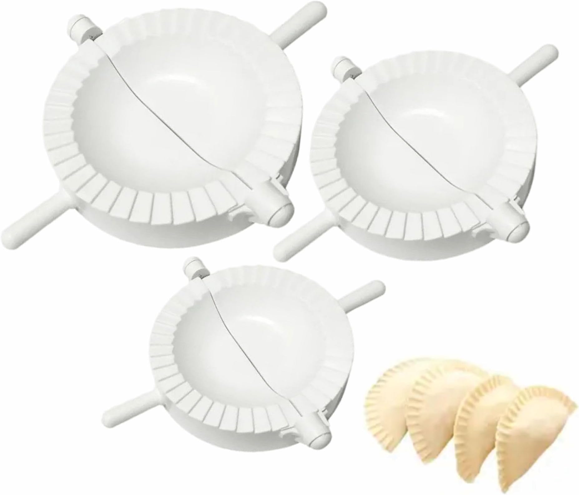 ADLAM Dumpling Mould Samosa Cutter Dumpling Maker Wrapper Set with Handle Rapid Making Tool Round Pierogi Dough Mould Dumpling Dessert Purri Kitchen Accessory Assorted Sizes (1Pack)