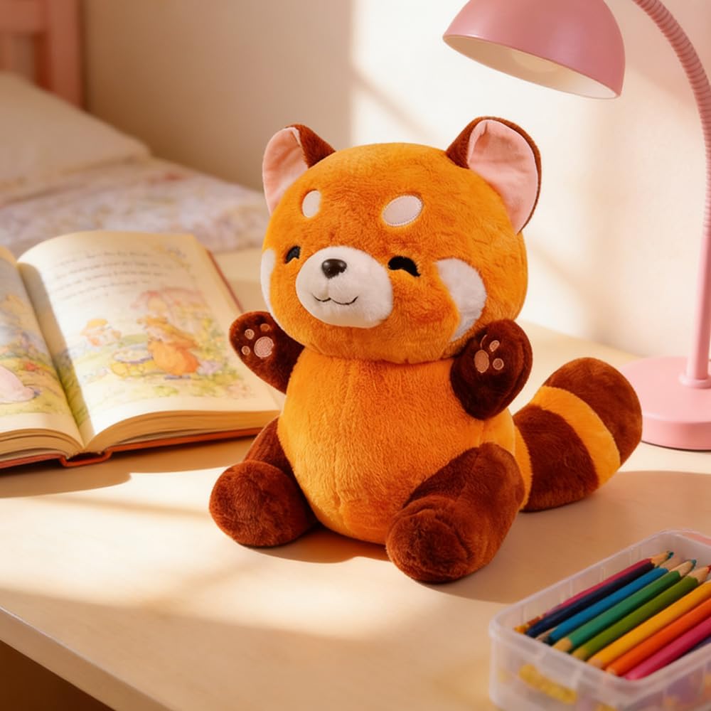 Mineup 35 cm Panda Rosso Giocattolo, Panda Rosso Peluche, Red Panda Plush, Bambola Cuscino, Kawaii Pand Plushie, Pand Ross Pupazzo, Giocattolo per Bambine Bambini Regalo