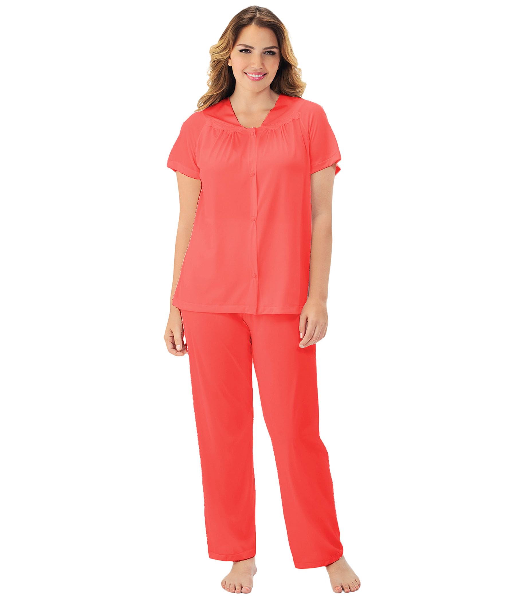 Exquisite Form 90107 Women's Nylon Tricot Short Sleeve Matching Pajama Set