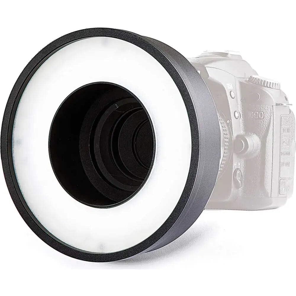 Kaiser Fototechnik 3250 KR90 - Luce ad anello, 30x LED tre chip, filettatura del filtro: 77 mm, batteria integrata, incl. anello adattatore, 55-72 mm, colore: Nero
