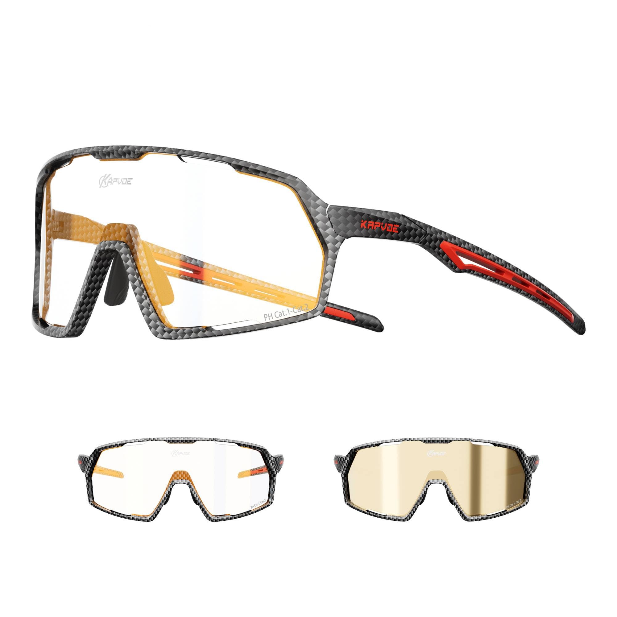 KAPVOE Occhiali da Ciclismo Fotocromatici Uomo Donna Trasparenti Occhiali da SoleSportivi Bici Mountain Bike MTB Bicicletta Baseball K160