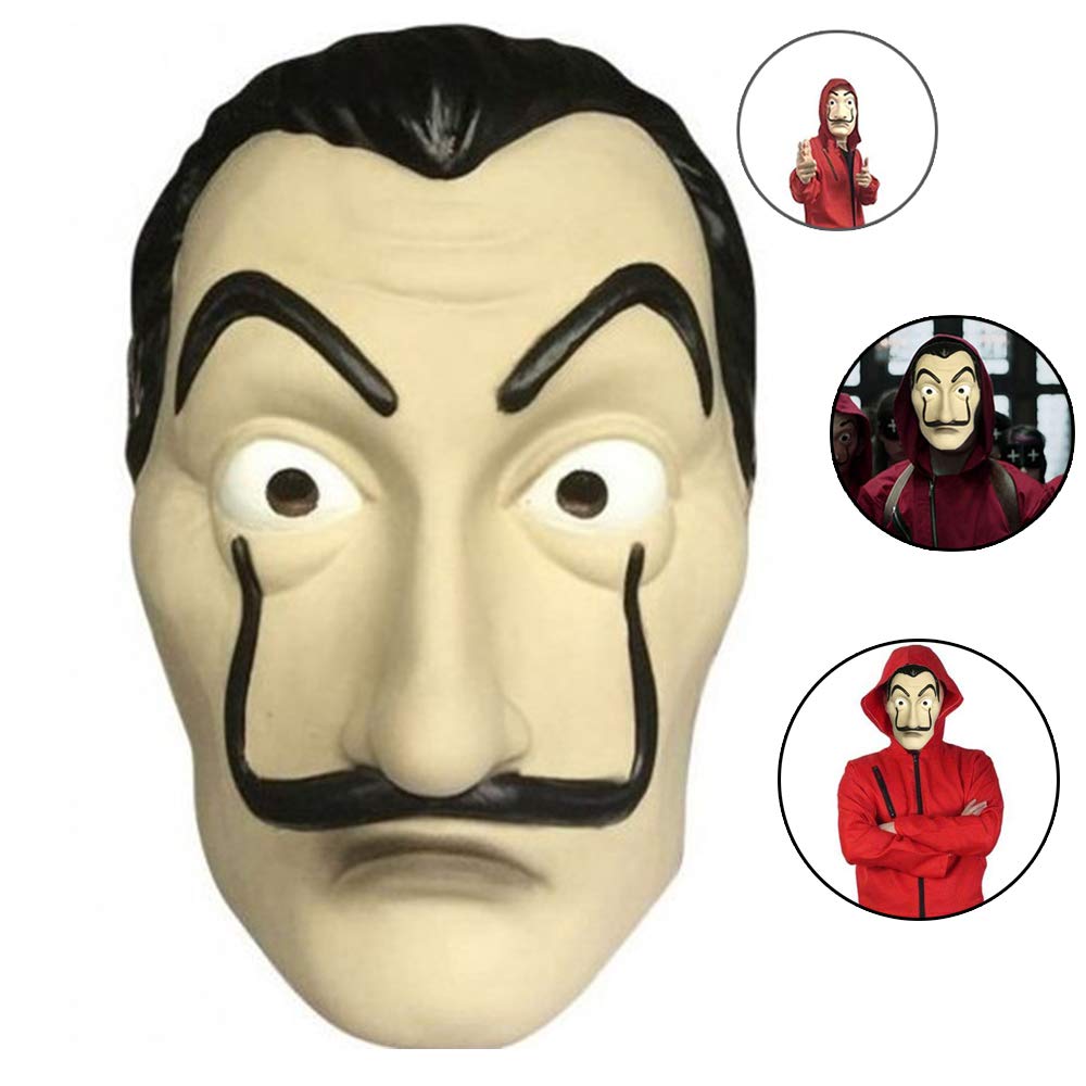 Salvador Dali mask, PVC Novelty Role-Playing Costume Halloween Dali Mask, Used for Halloween Easter Christmas Masquerade Bar Decoration Festival, Etc Yellow and White