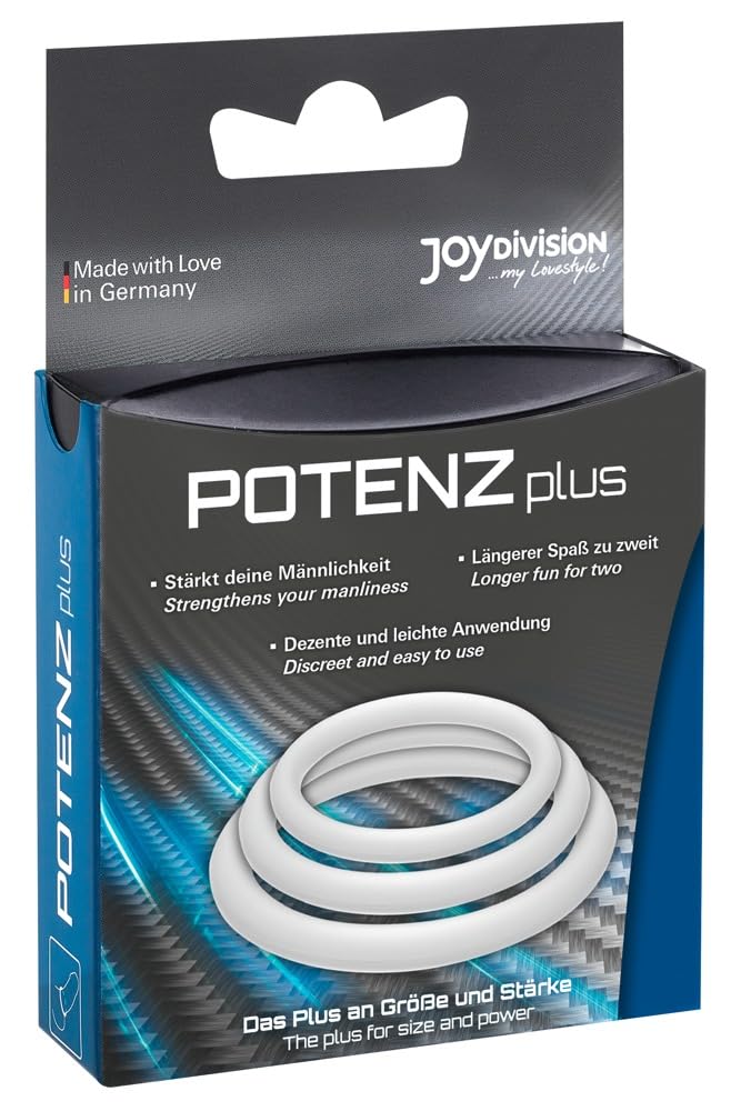 JOYDIVISION POTENZplus Transparent, Set of 3 (S, M, L), Penis Rings Made of Medical Silicone, Power Ring, Toys