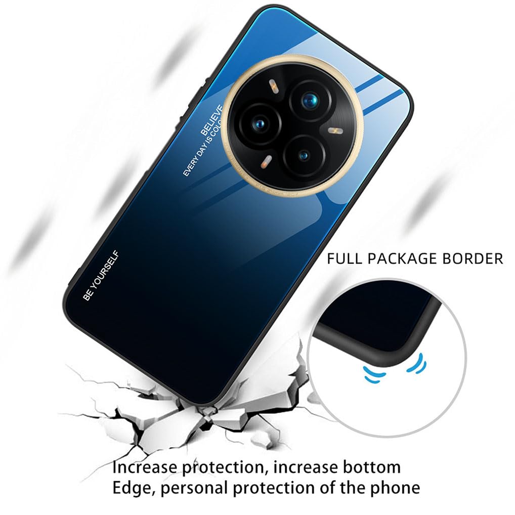 SEAHAI Cover per Realme 14 Pro+ Plus 5G, Custodia Protettiva Ultra Sottile ed Elegante in Silicone TPU, Vetro a Colori Sfumato AntiGraffio Antiurto Case, Blu Elegante