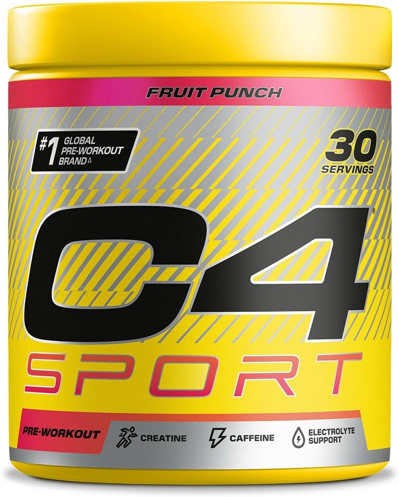 C4 Sport Pre Workout Powder Fruit Punch 30 Servings | Zero Sugar Pre Workout with Creatine Monohydrate 3.409g, Beta Alanine 1g, L Citrulline 0.55g, Caffeine 135g | Informed Sport Certified