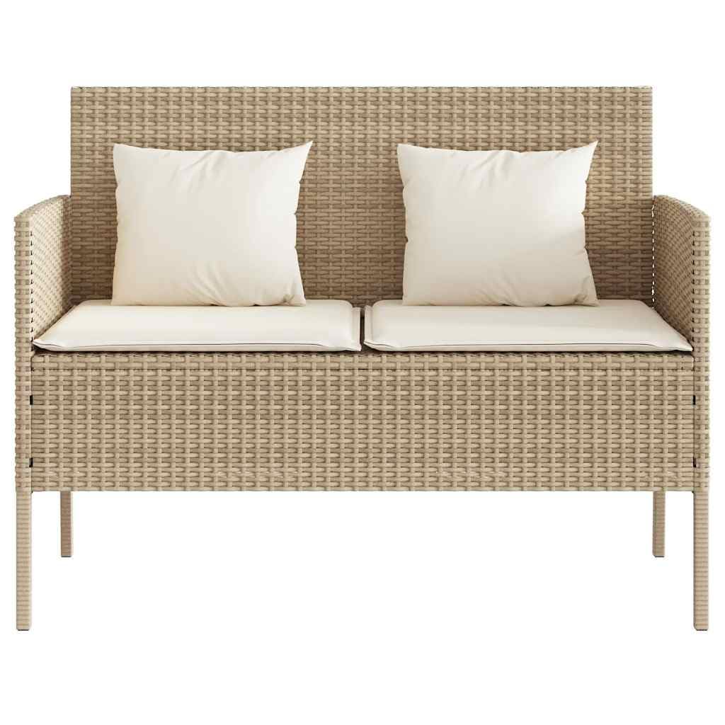 Panca da giardino in polyrattan con contenitore e cuscino, beige, in rattan sintetico, con borsa impermeabile, cuscino imbottito spesso con rivestimento rimovibile, molla a gas