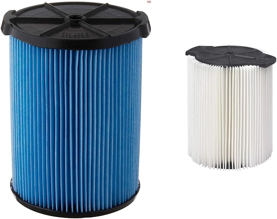 RIDGID 72952 Model VF5000 3-Layer Pleated Paper Vacuum Filter for RIDGID 5-20 Gallon Vacuums, Green & VF4000 Standard Filter for Wet/Dry Vac
