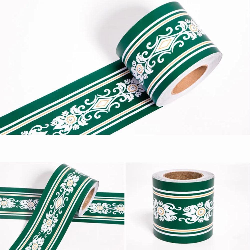 Dostear Green Pattern Wall Borders Peel And Stick Wallpaper Border Window Trim Molding Mirror Frame Kit Wall Panel Bulletin Board Borders 12 X 1000Cm
