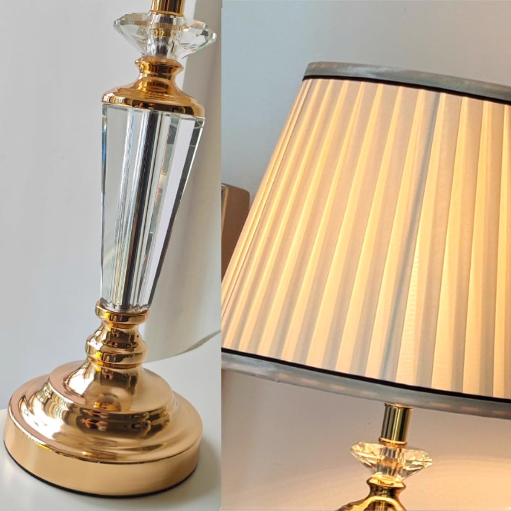 XINYASEE Lamparas mesita de noche Lámpara de mesa de cristal E27, lámpara de noche para dormitorio, creativa, sencilla, moderna, de lujo, para sala de estar, lámpara de mesa cálida, tamaño 30 x 55 cm