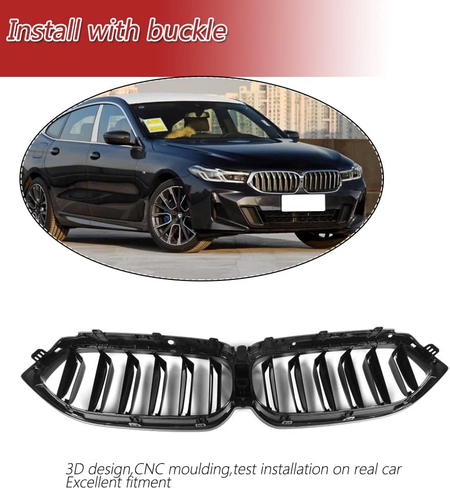 Front Hood Kidney Grill for BMW 6 Series GT G32 2021-2022 Gloss Black Front Bumper Grille Factory Outlet