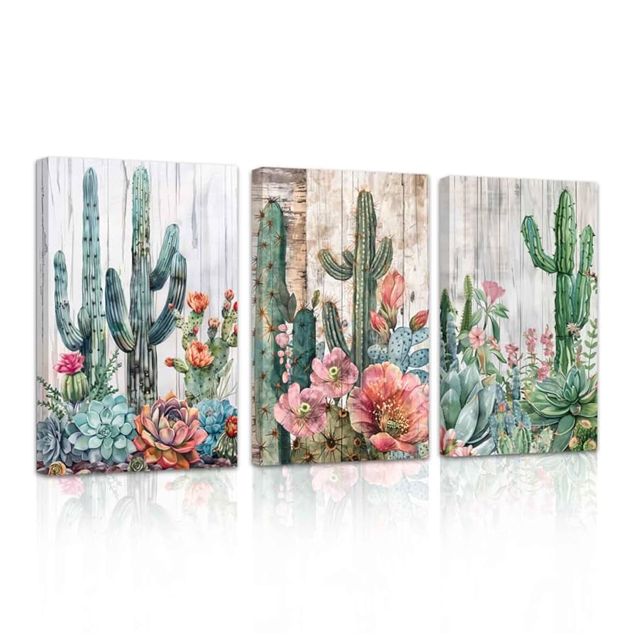 Amazon.co.jp: SWQYLBサボテンキャンバスウォールアート多肉植物