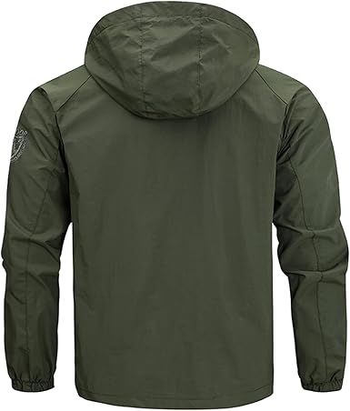 OlyljpinZ Heren lichtgewicht jas winddicht werk softshell buitenkleding militaire tactische outdoor sport jas ademend wandelen bergjas meerdere zakken windjack met afneembare capuchon, Donkerblauw