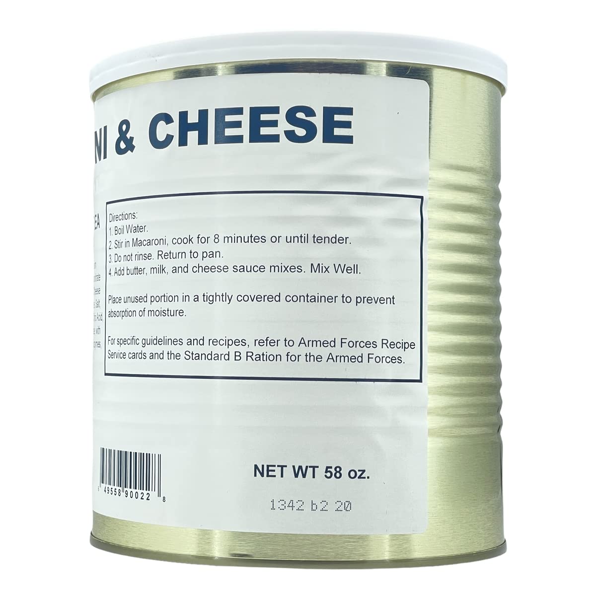 Military Surplus Freeze-Dried Uncooked Macaroni and Cheese – 24 Servings per Can – 58 oz – Easy Prep Survival Food with 25+ Year Shelf Life – Emergency Food Supply for Camping, Hunting, Backpacking, and Long-Term Storage