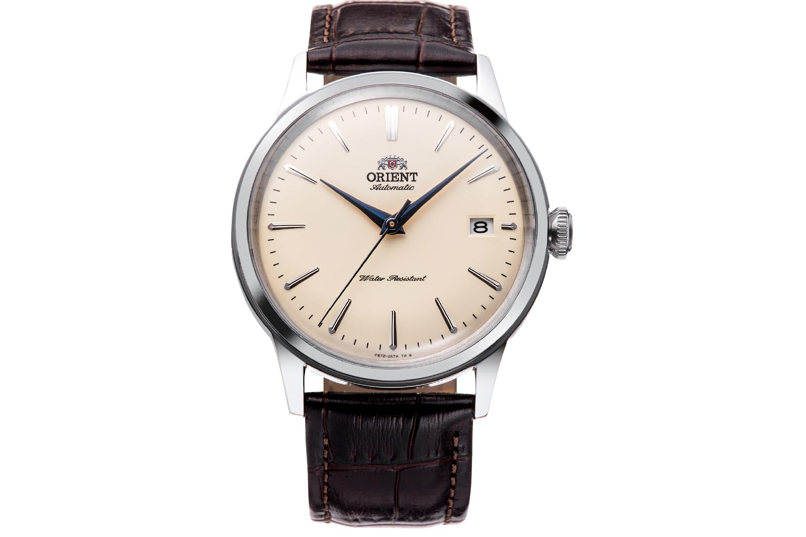 Orient Bambino 38mm - Klassische Herrenarmbanduhr mit Automatik Handaufzug, Lederarmband, Edelstahlgehäuse, Analoganzeige - RA-AC0M