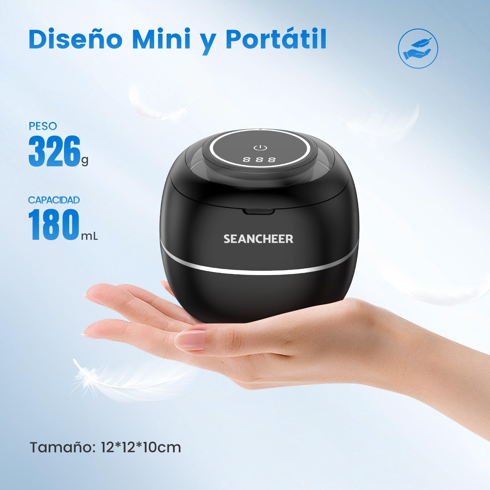 SEANCHEER Limpiador Ultrasonidos 48000Hz Ultrasonidos Limpieza | 24W | 180ML | Lampara UV | Ultrasonic Cleaner Portatil para | Dentaduras | Ferula Dental | Retainer | Aligner | Joyas | (Negro)