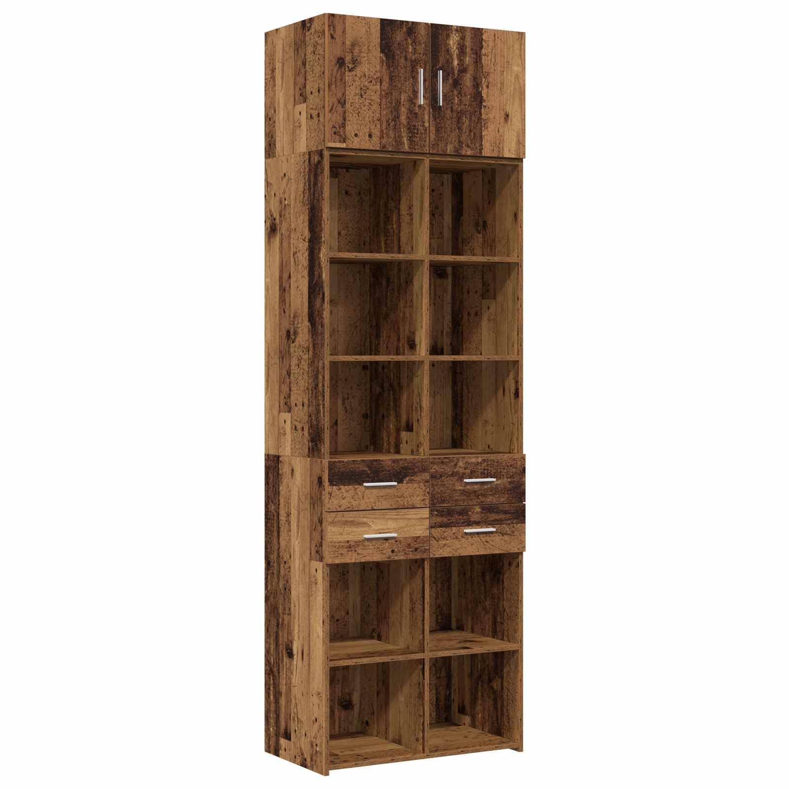 Lot de 2 armoires de rangement en bois vieilli 70 x 42,5 x