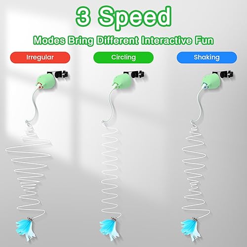 Miniatura 3 de Juguetes interactivos para gatos para interiores, juguete recargable, puerta colgante eléctrica con 4 plumas, juguetes para gatitos aburridos