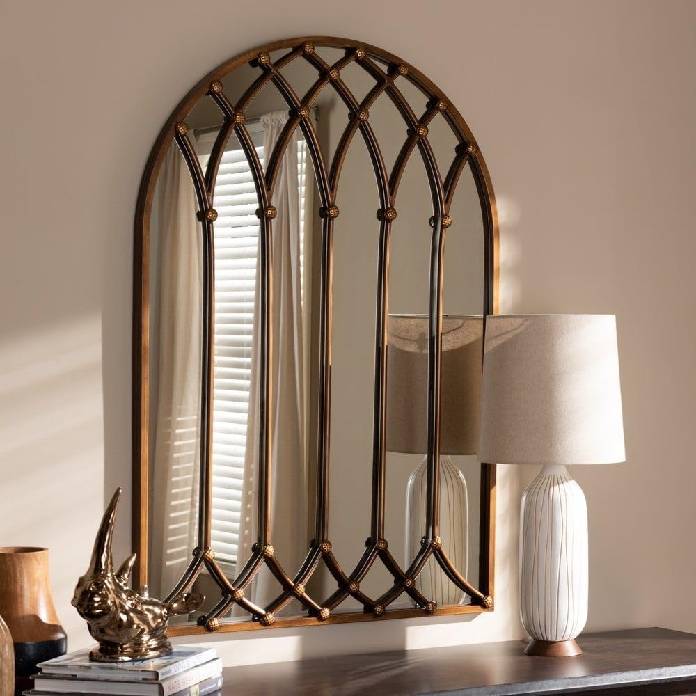 musa kazim Elegant Hanging Arch Farmhouse Wall Mirror, 36 Inch Wall Mounted Decorative Mirror for Living Room Fireplace Entryway Bedroom Bathroom Wooden Wall Window for Living Room Bedroom (Melamine)-image-39