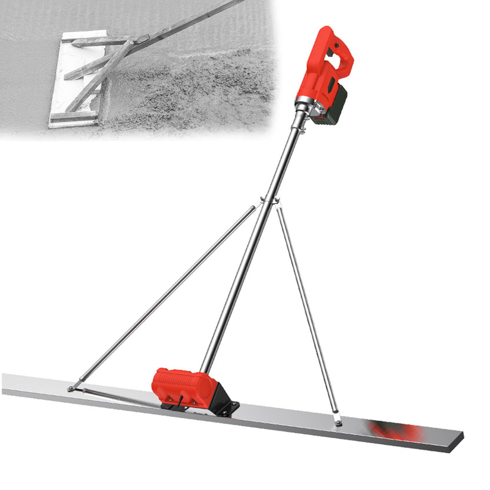 Máquina vibratoria de concreto eléctrico con batería con batería, eficiente y portátil de hormigón de hormigón de hormigón Vibrante Nivelación de Borde de Borde de Borde+Regla,1Battery