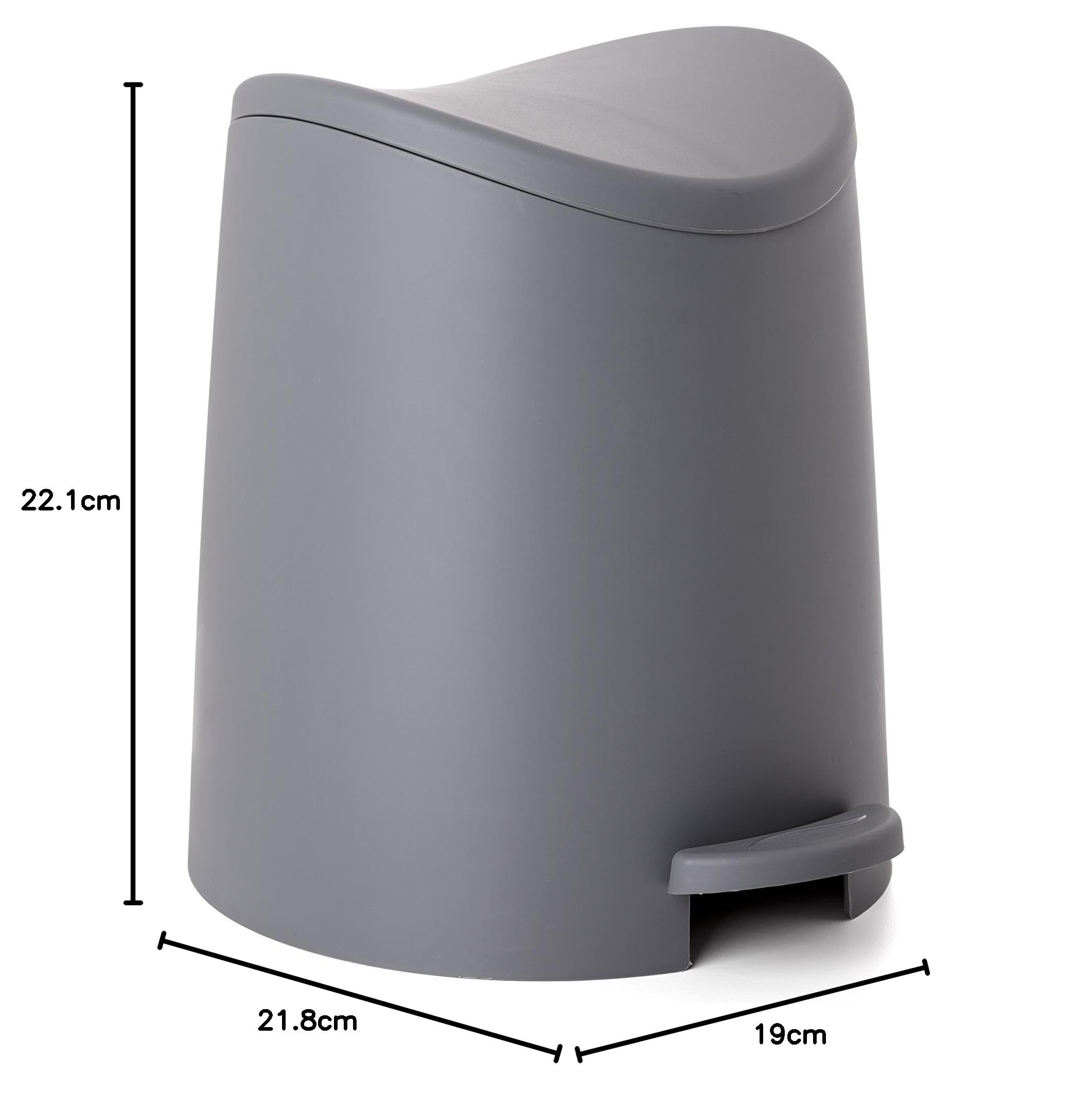 Tatay Papelera Baño con Pedal Estándar 3L | Diseño Práctico y Funcional | Plástico de Gran Resistencia | Compacta y Fácil de Usar | Fabricada en España | 19 x 21,8 x 22,1 cm – Gris