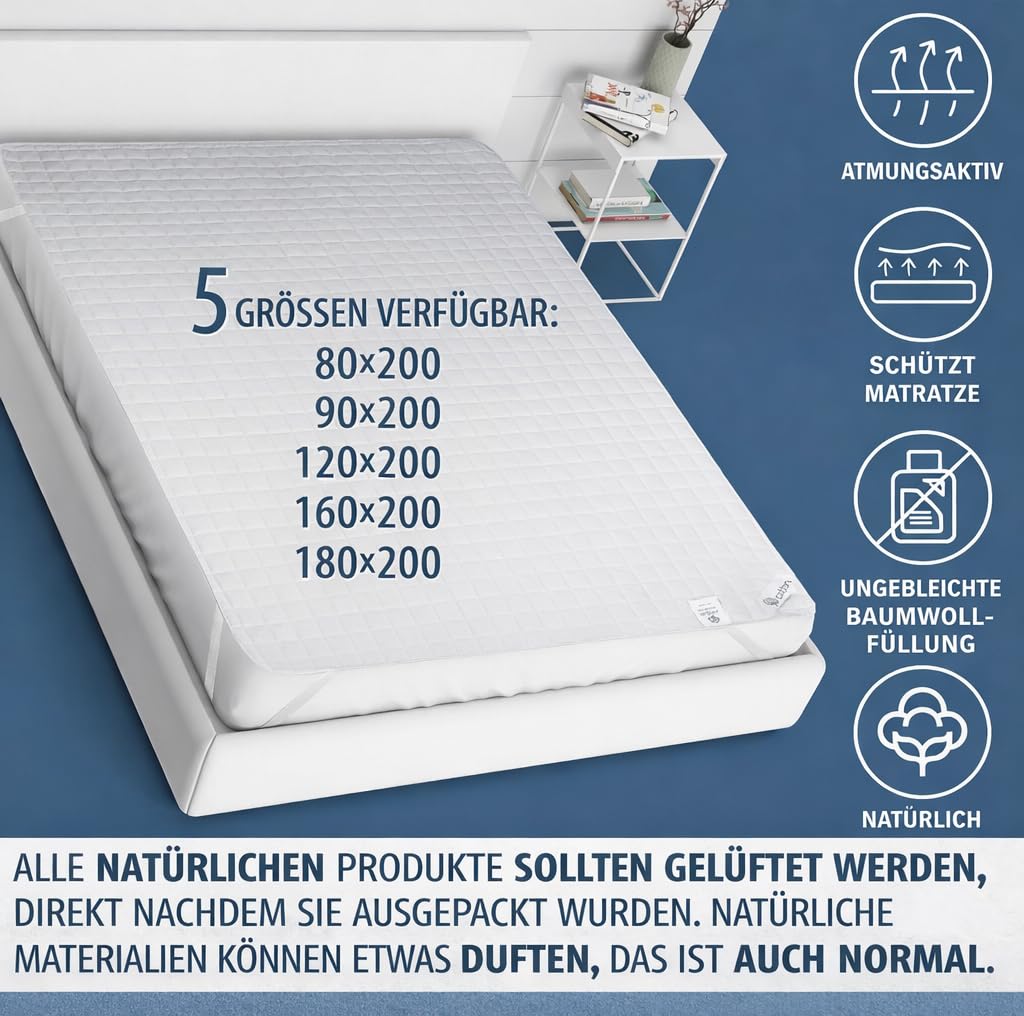 FAM Home Cotton Touch Protector de Colchon 90x200 con 4 Esquinas Elásticas I Transpirable, Hipoalergénico, Anti-bacteriano, Anti-acaros I Para Cama Adultos y de Niños