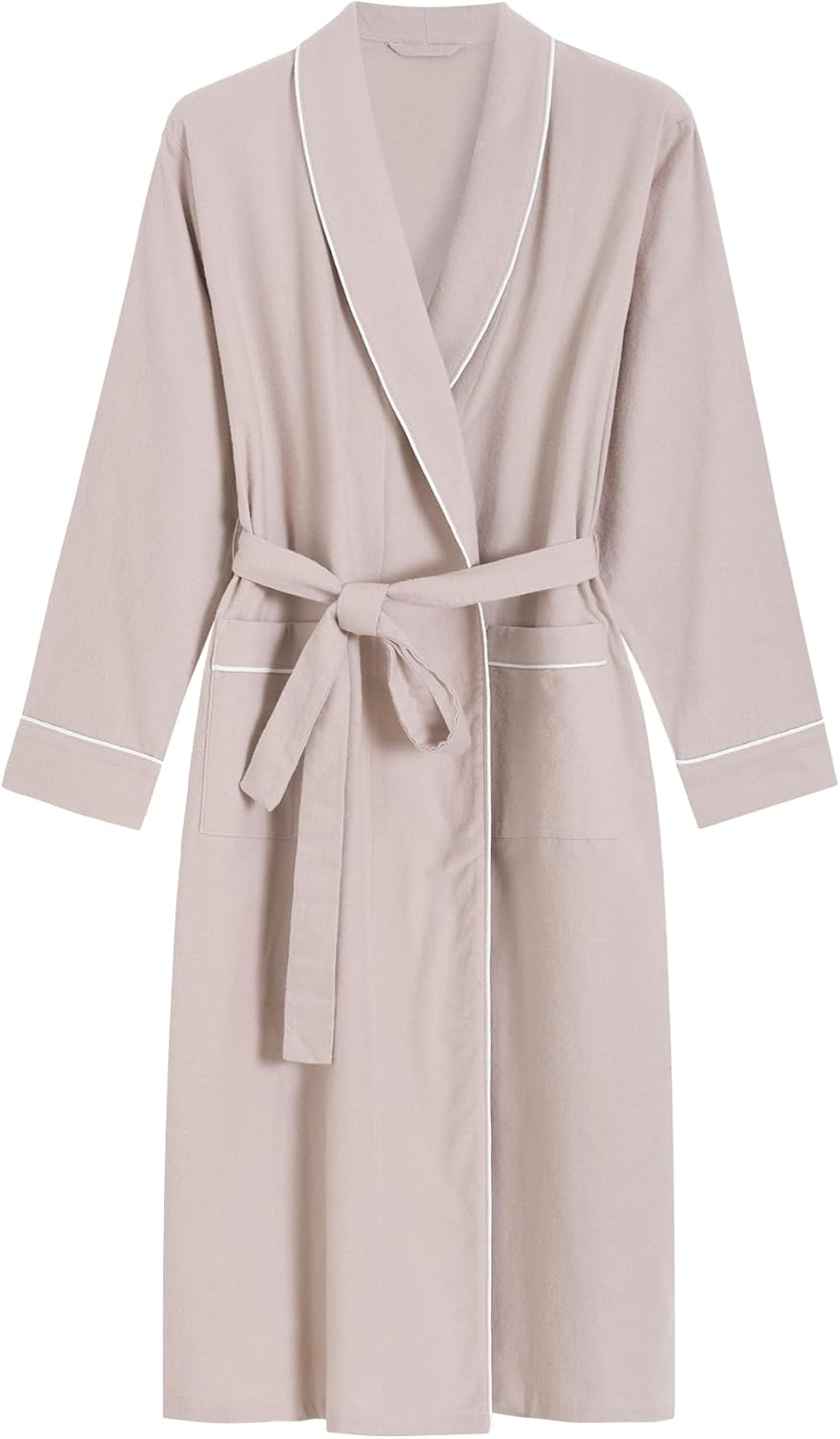 Latuza Women's Solid Color Cotton Flannel Robe Long Bathrobe with Pockets