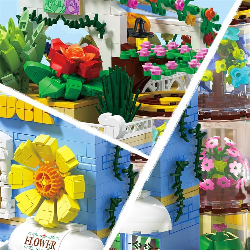Flower House Building Blocks Creative Succulents Store Micro Building Set Flower Shop Model Construction Set 2091PCS