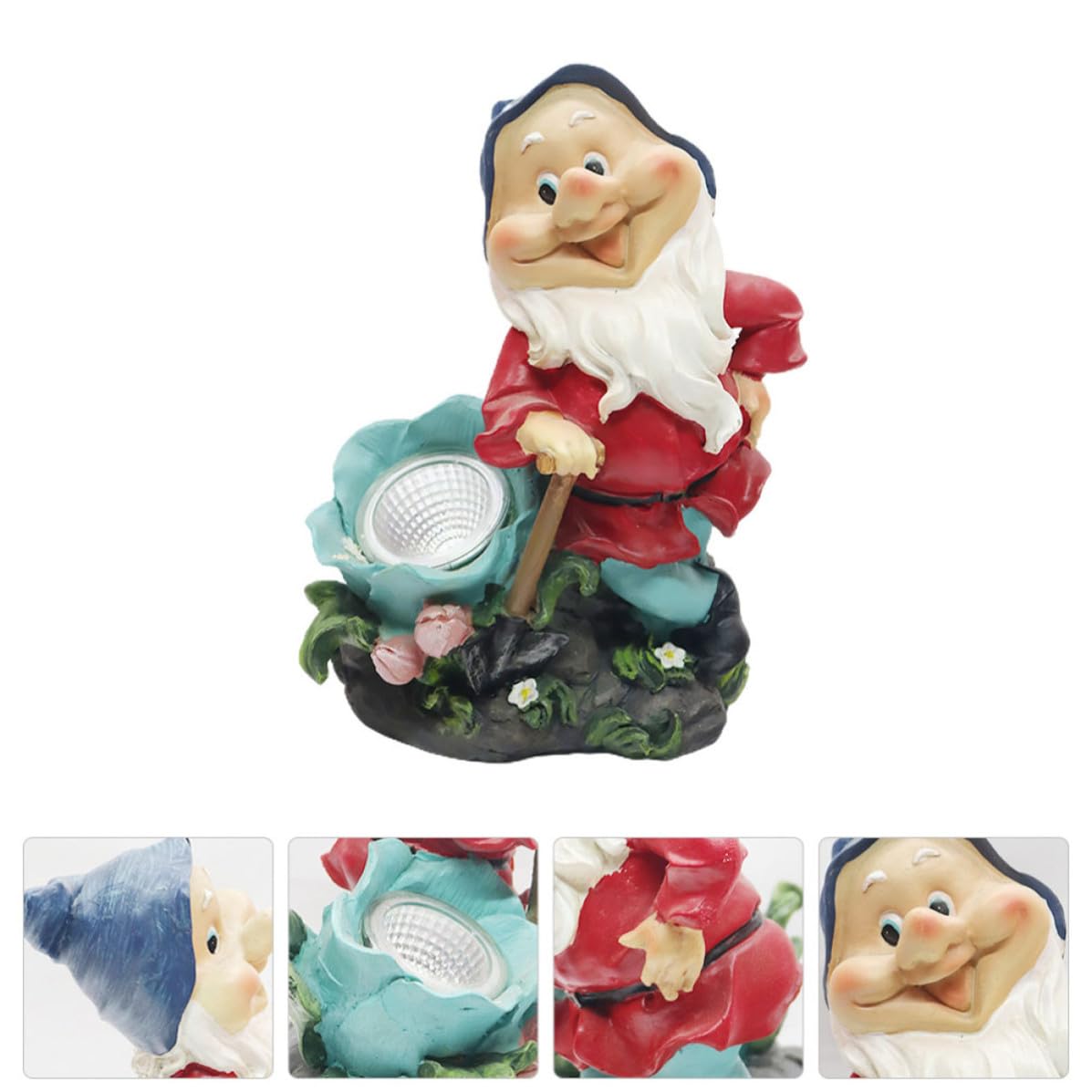 Lampe Solaire Naine en Résine, Figurine Décorative Maison Jardin