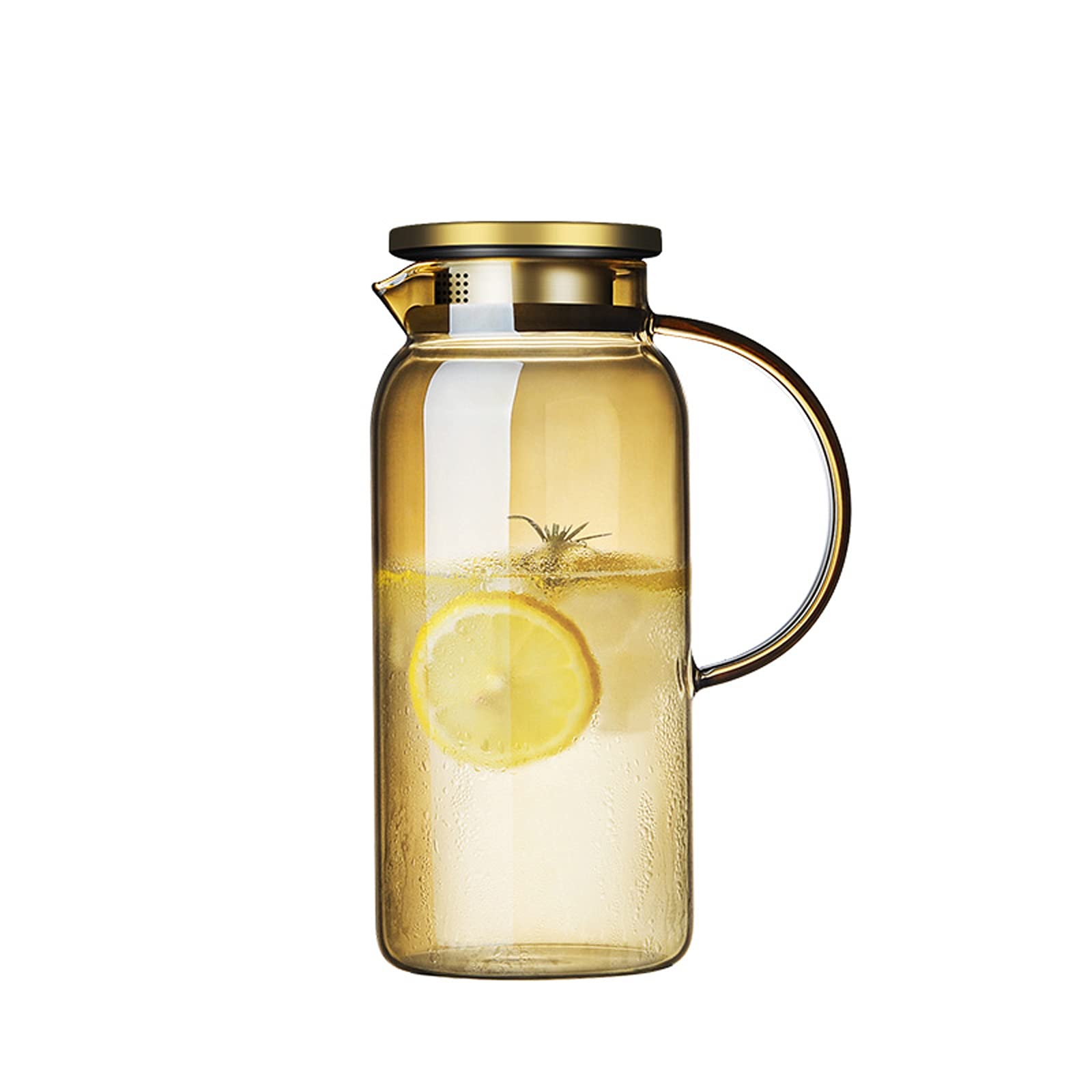 Jarra de Vidrio de Borosilicato, Jarra de Té Helado de Acero Inoxidable, Limpia Fácil para Jugo, Leche, Frío o Calor
