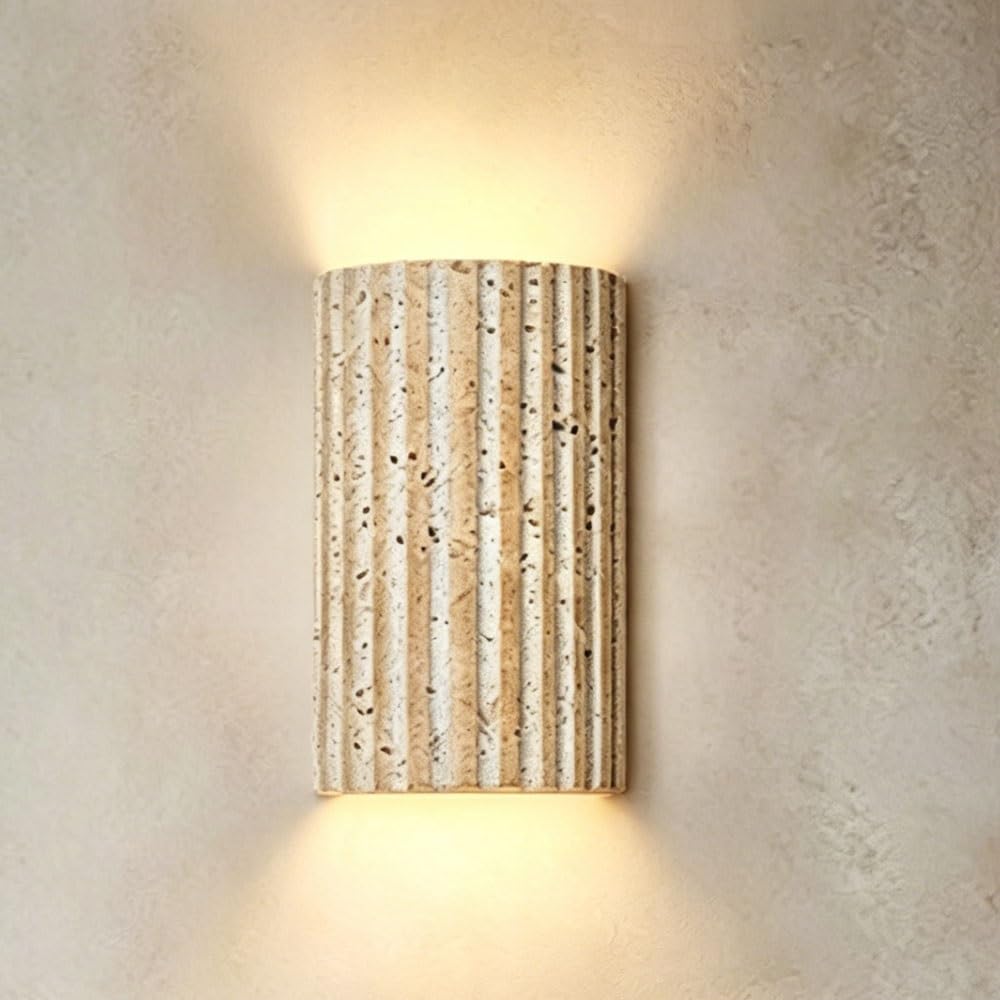 LUOYAOB Natural Stone Wall Sconce Up Down Indoor Wall Lamp with Marble Texture for Bedroom Living Room Bathroom Hallway Corridor Mid Century Farmhouse Wall Lighting Fixtures