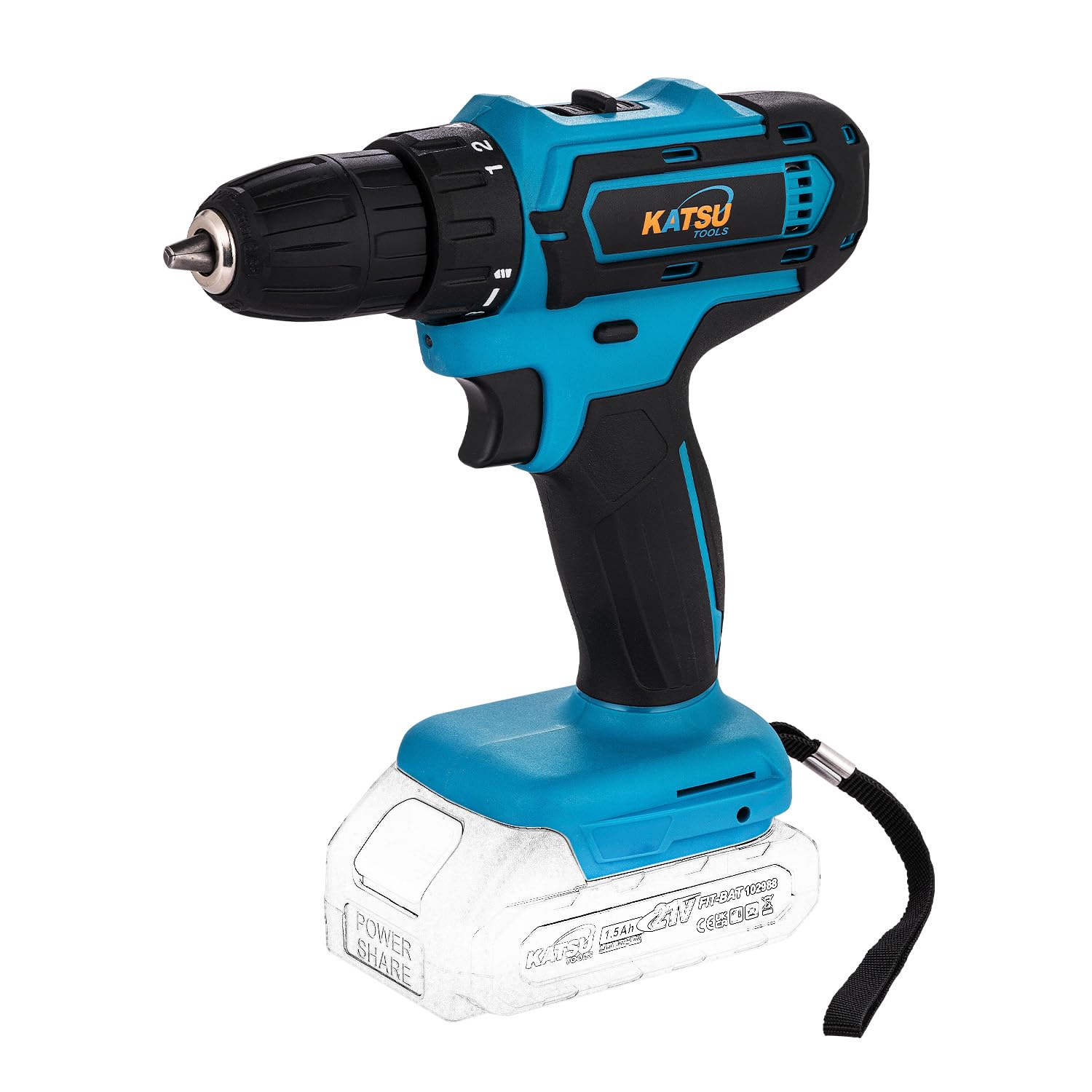 KATSU FIT-BAT 21V wiertarko-wkrętarka akumulatorowa 21 V, uchwyt zaciskowy 10 mm, 2-biegowa przekładnia, lampka LED, idealna do majsterkowania w domu i ogrodzie, bez akumulatora i ładowarki (gamme
