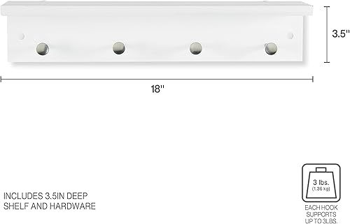 Miniatura 3 de MELANNCO Estante de pared con ganchos para abrigos, para entrada, baño, dormitorio, cuarto de servicio, armario, oficina, garaje, cada gancho