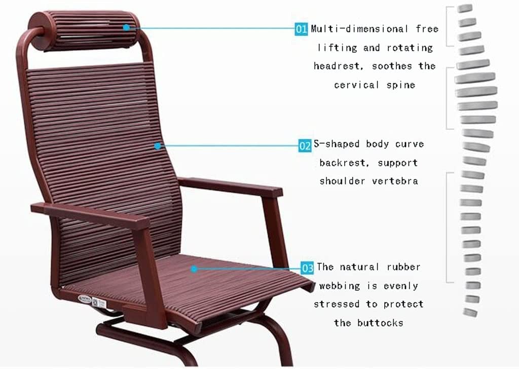 Krzesło Biurowe, Gumowa Taśma Ergonomiczne Krzesło Komputerowe Krzesło Pracownicze W Kształcie Łuku Krzesło Robocze Ze Stałymi Podłokietnikami I Nogami Biurowe(B)