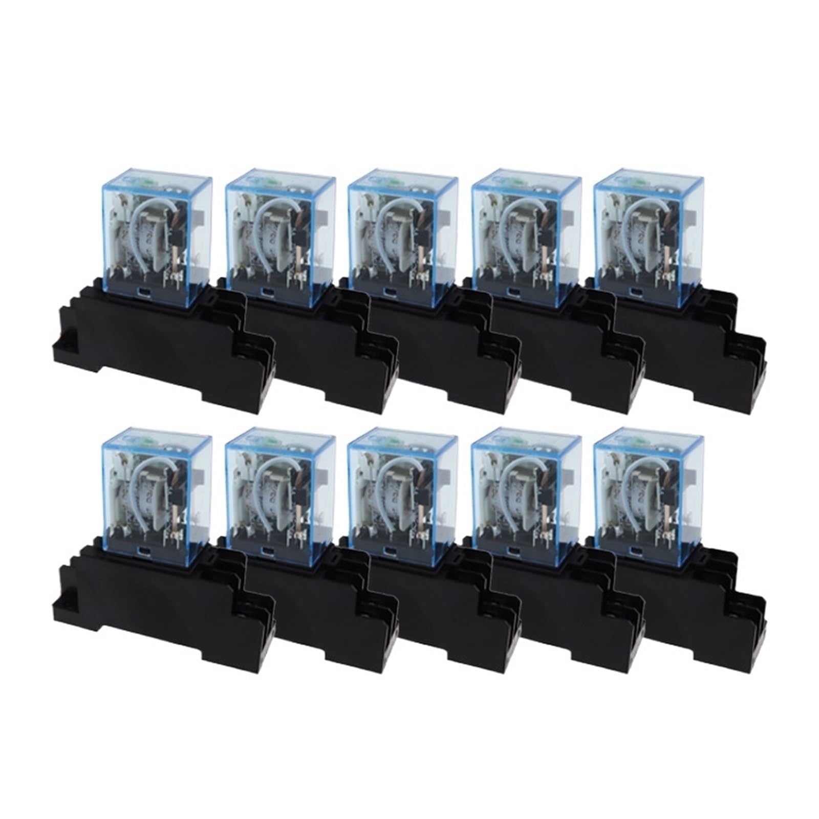 10Set MY2P HH52P MY2NJ 12V 24V / 110V 220V AC Coil Purpose DPDT Relay with Socket Base(AC,220V) Industrial Electrical Relays