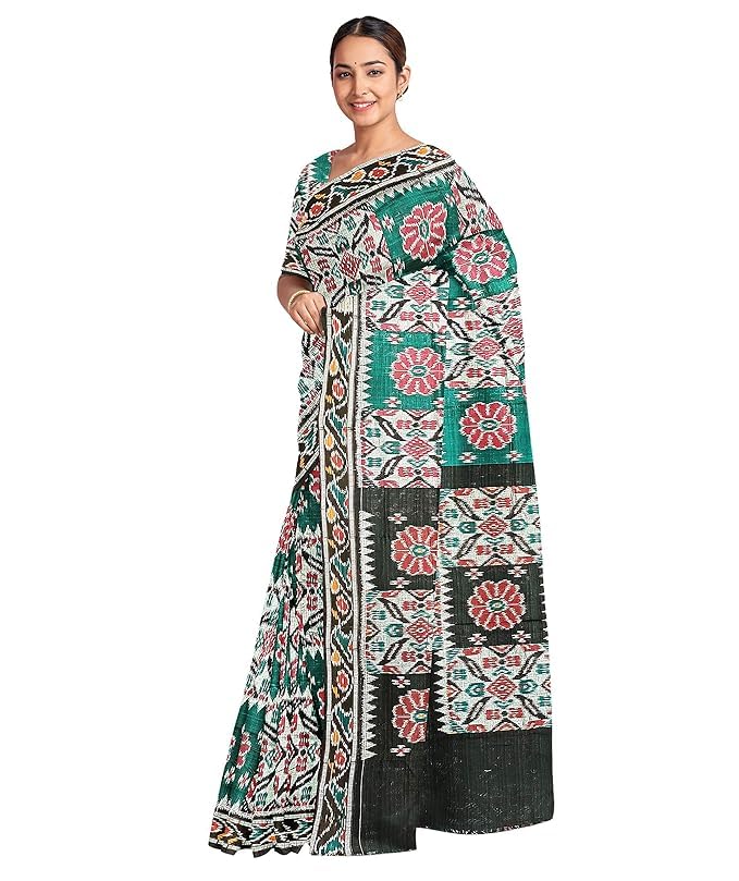 Image of Ikat Women's Cotton Saree, Handmade Pure Cotton Khandua Saree, Ikkat Orissa Traditional Handloom Saree without Blouse