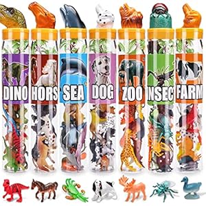 95 Pcs Small Animal Toys, Assorted Mini Ocean, Zoo, Farm, Dinosaur, Insect, Dog and Horse Figure, Little Plastic Animals Figurine for Easter, Sensory Bin Stuffers, Birthday Gifts,Kid 3-5