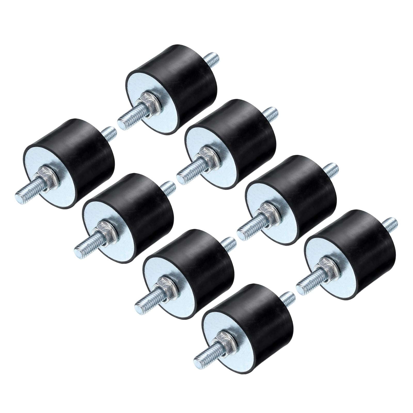 QUARKZMAN 8 Pezzi Supporti Isolatori In Gomma M8x23mm Con Perno 40x30mm Maschio Femmina Ammortizzatore Anti Vibrazione Zincato Supporti Cilindrici Filettati Anti Vibrazione Con 16 Pezzi M8