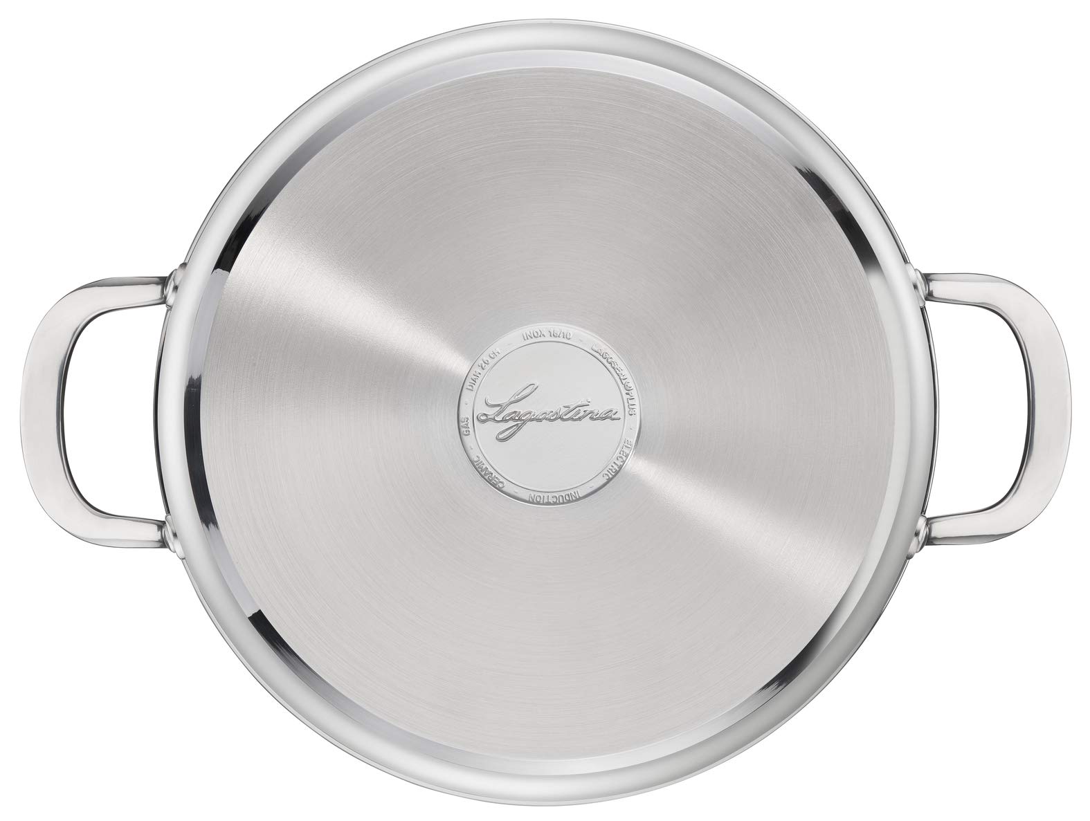 Lagostina Evelia Set di Pentole Induzione, Gas e Forno in Acciaio Inox 18/10, 13 Pezzi, Batteria con 4 Casseruole, Pentola, Padella Antiaderente, Mestolo, Schiumarola, Cucchiaio Spaghetti, 4 Coperchi