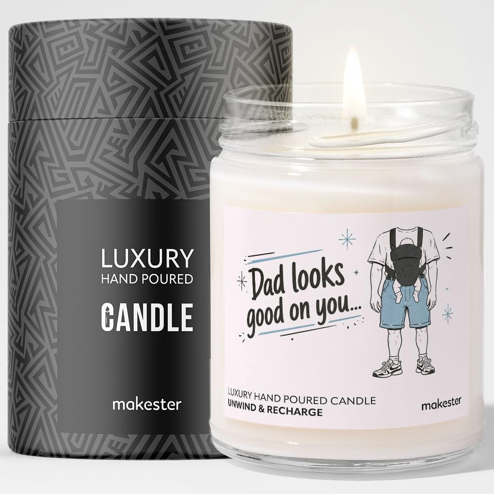 Birthday Gift for New Dad - Luxury Soy Wax Candle - Vanilla, Jasmine, Sugared Almond - Makester — image 1