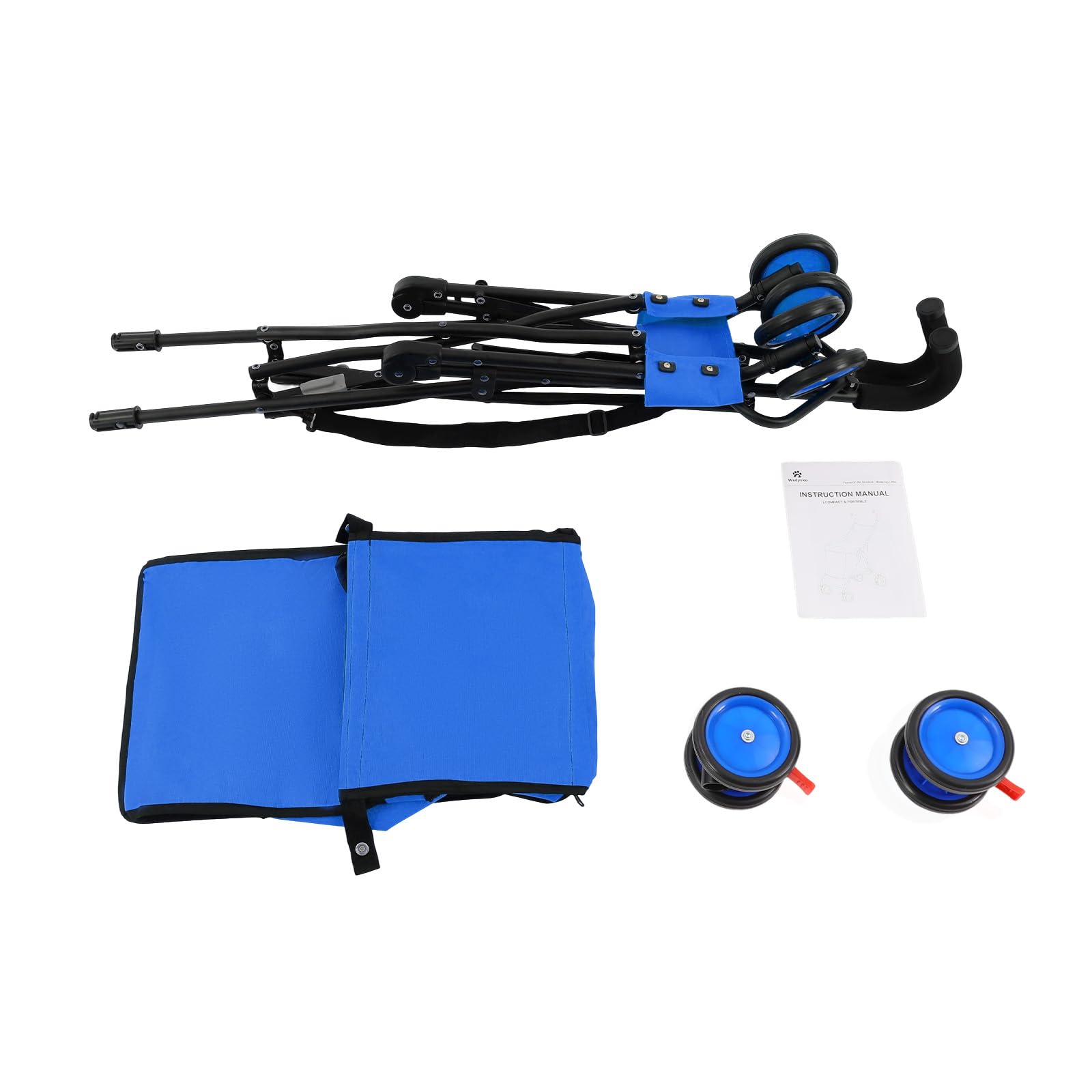 Faltbarer Hundetransportbox mit Rollen und Trolley-Funktion, bis 70kg, multifunktionaler Faltwagen mit 4 Rollen für Reisen und Ausflüge (Blau)